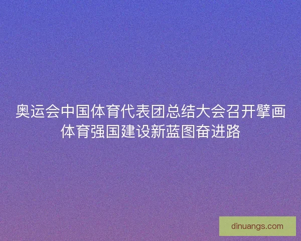 奥运会中国体育代表团总结大会召开擘画体育强国建设新蓝图奋进路